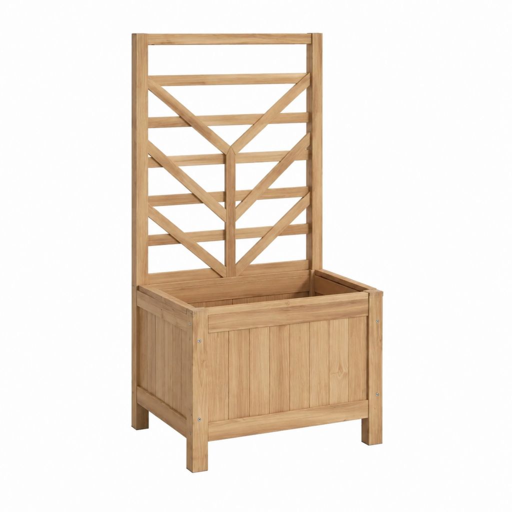 Pflanzkasten mit Rankgitter Braun Massives Akazienholz Rechteckig 70 x 30 x 135 cm