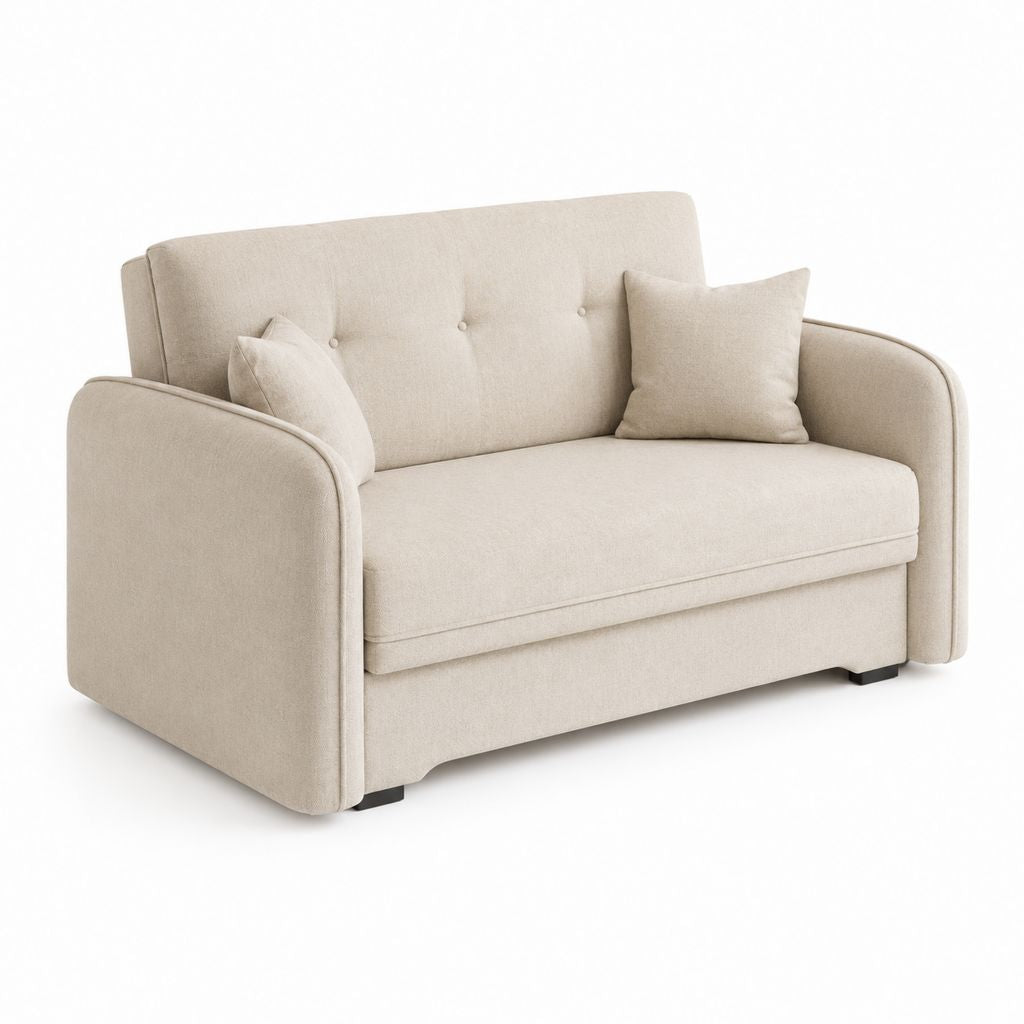 2-Sitzer Sofa Beige Polyester Rechteckig 160 x 90 x 85 cm mit 2 Kissen