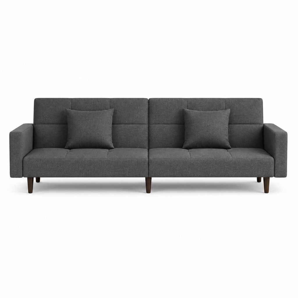 3-Sitzer Sofa Dunkelgrau Polyester mit Massivholzfüßen 200 x 85 x 85 cm