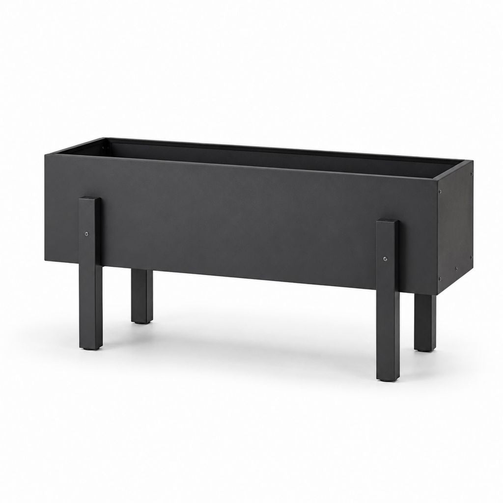 Hochbeet Pflanzkasten Schwarz pulverbeschichteter Stahl rechteckig 120 x 40 x 80 cm
