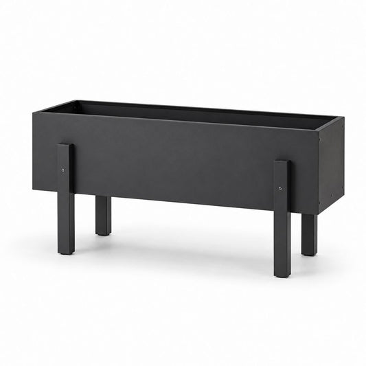 Hochbeet Pflanzkasten Schwarz pulverbeschichteter Stahl rechteckig 120 x 40 x 80 cm