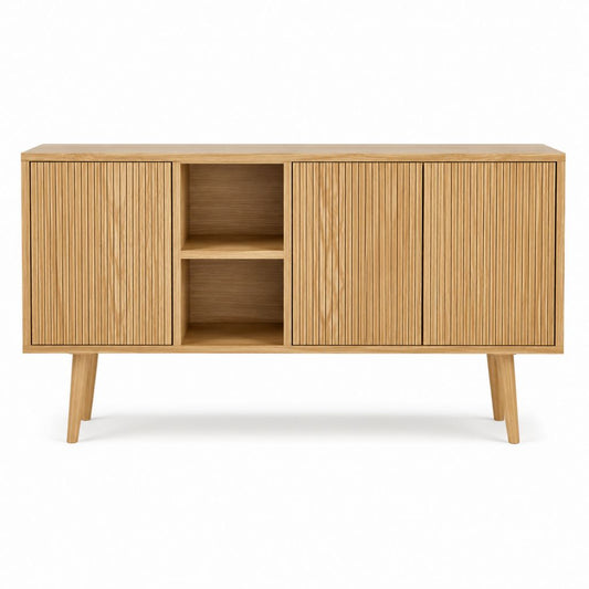 TV-Lowboard aus E1-MDF mit Eichenfurnier in Natur 160 x 40 x 80 cm