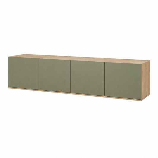 TV Lowboard mit 4 Türen Salbeigrün Spanplatte rechteckig 200 x 40 x 45 cm