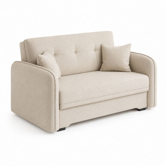 2-Sitzer Sofa Beige Polyester Rechteckig 160 x 90 x 85 cm mit 2 Kissen