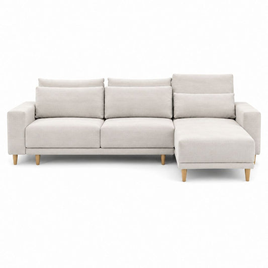 3-Sitzer Ecksofa mit Recamiere rechts Beige Polyester 260 x 160 x 85 cm