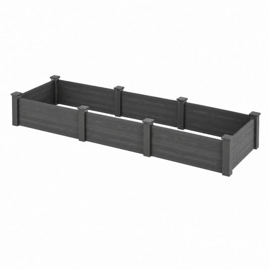 Hochbeet rechteckig Anthrazit aus WPC 240 x 60 x 40 cm mit 2 Pflanzbereichen