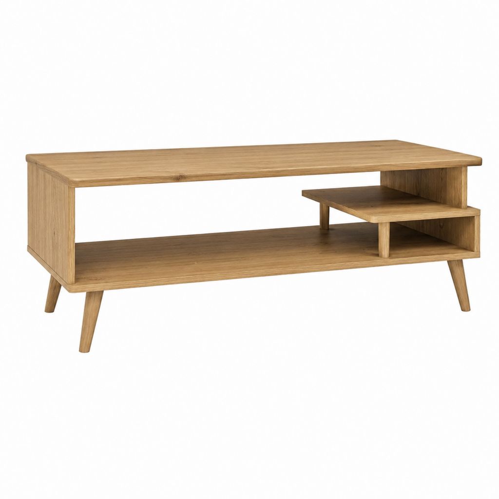 TV Lowboard Eiche massiv Natur rechteckig mit offenen Fächern 120 x 40 x 50 cm