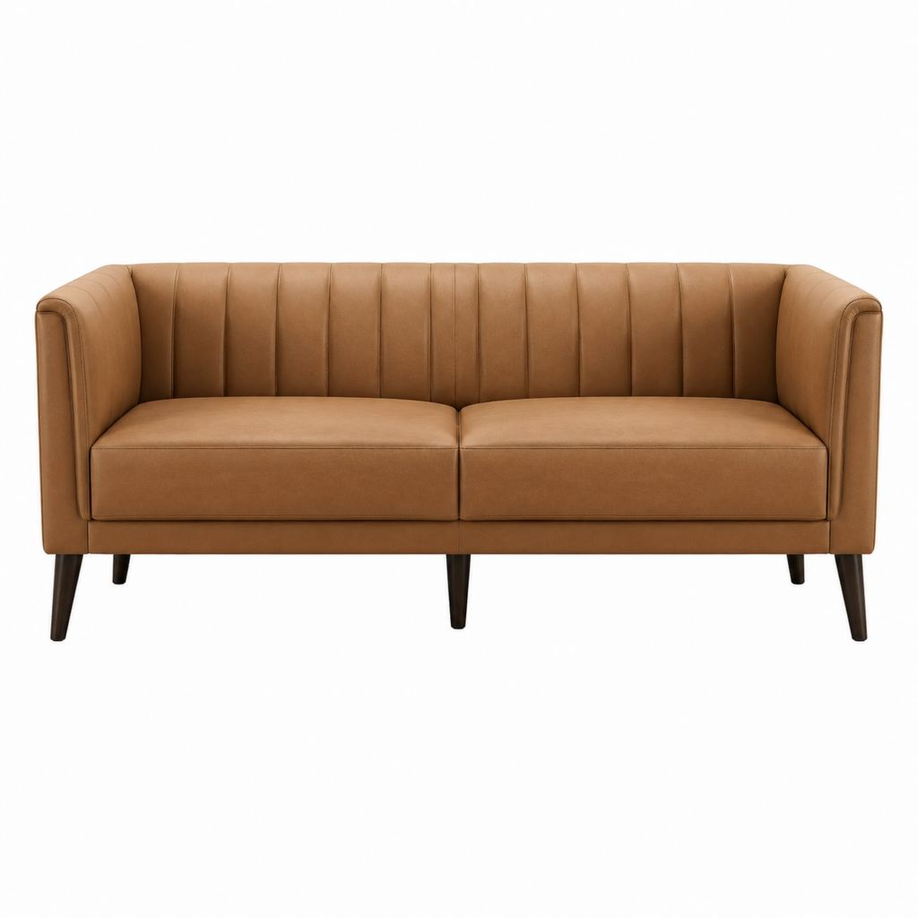 2-Sitzer Sofa Cognac PU-Kunstleder rechteckig 160 x 82 x 80 cm