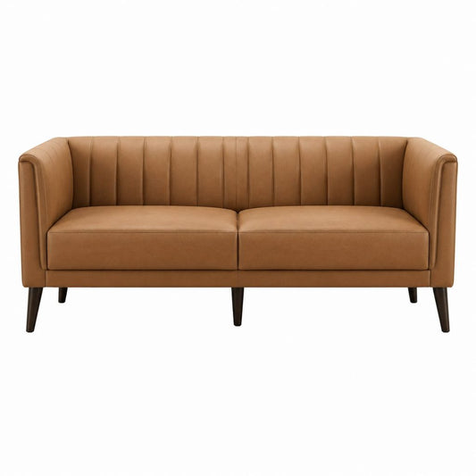 2-Sitzer Sofa Cognac PU-Kunstleder rechteckig 160 x 82 x 80 cm