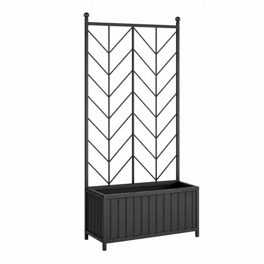 Rankgitter Pflanzkasten schwarz pulverbeschichteter Stahl rechteckig 90 x 30 x 180 cm