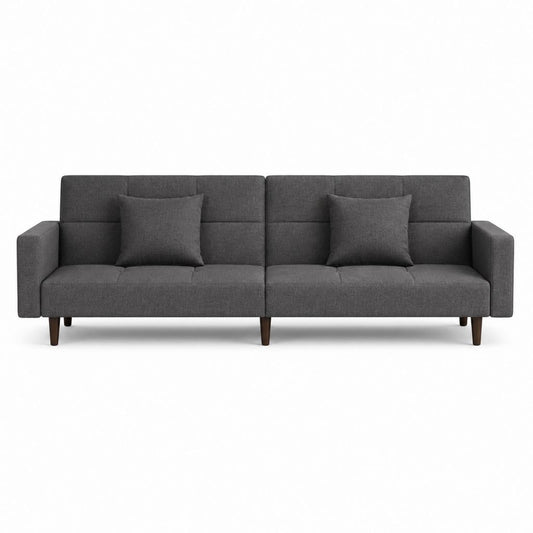 3-Sitzer Sofa Dunkelgrau Polyester mit Massivholzfüßen 200 x 85 x 85 cm