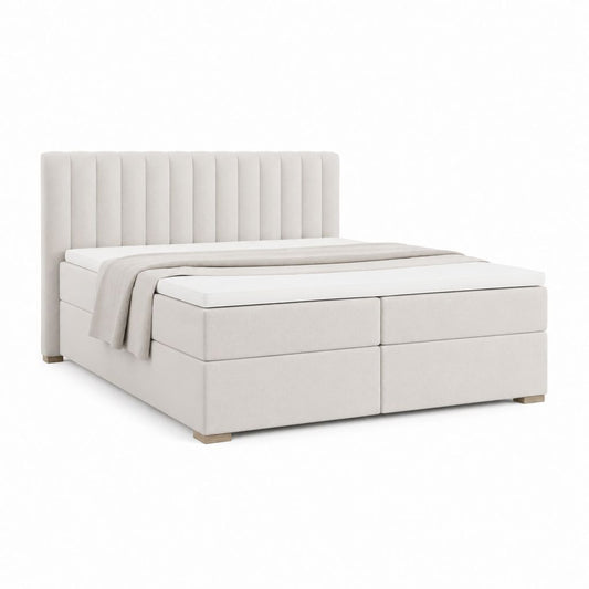 Boxspringbett 180 x 200 cm Beige Polyester Rechteckig mit gepolstertem Kopfteil