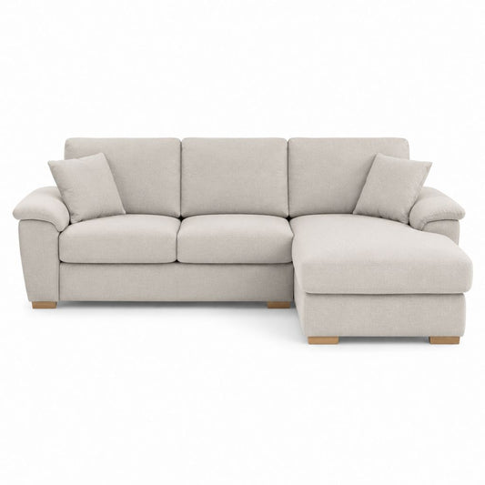Ecksofa mit Recamiere rechts Beige Polyester 250 x 160 x 85 cm