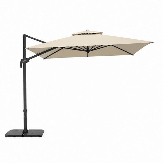 Ampelschirm beige Polyester Aluminium quadratisch 300 x 300 cm